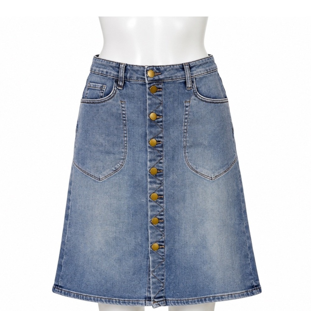Kut from the Kloth Rose Denim Jean Skirt Women's 4 Button Front Fall Small